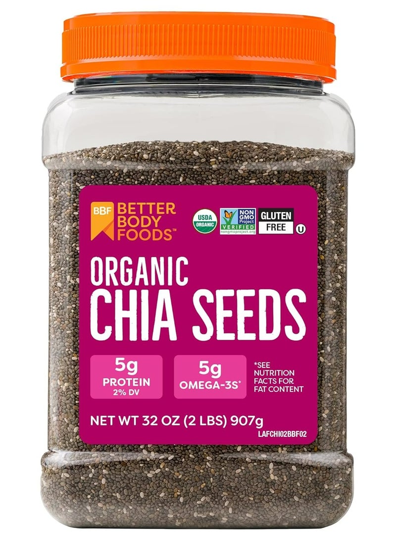BetterBody Foods BetterBody Foods Organic Chia Seeds 2 lbs, 32 Oz, with Omega-3, Non-GMO, Gluten Free, Keto Diet Friendly, Vegan, Good Source of Fiber 