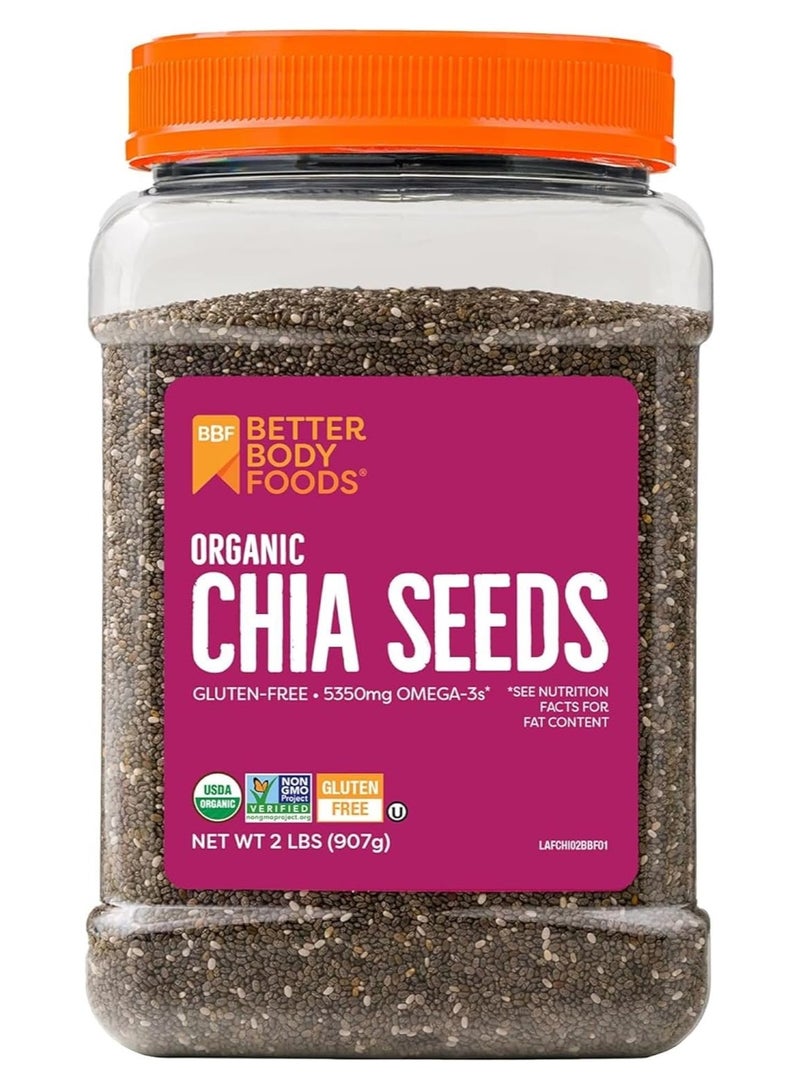 BetterBody Foods BetterBody Foods Organic Chia Seeds 2 lbs, 32 Oz, with Omega-3, Non-GMO, Gluten Free, Keto Diet Friendly, Vegan, Good Source of Fiber 