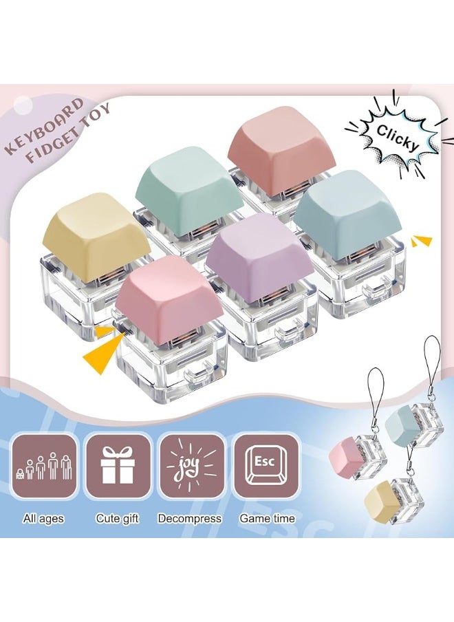 Taiyin - Taiyin 6 Pcs Keyboard Fidget Toy Fidget Clicker Keyboard Fidget Keychain Keyboard Decompression Toys Button Stress Relief Gifts for Adult to Relief Stress Pass The Time (Colorful) - Image 1
