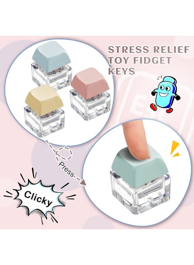 Taiyin - Taiyin 6 Pcs Keyboard Fidget Toy Fidget Clicker Keyboard Fidget Keychain Keyboard Decompression Toys Button Stress Relief Gifts for Adult to Relief Stress Pass The Time (Colorful) - Image 1