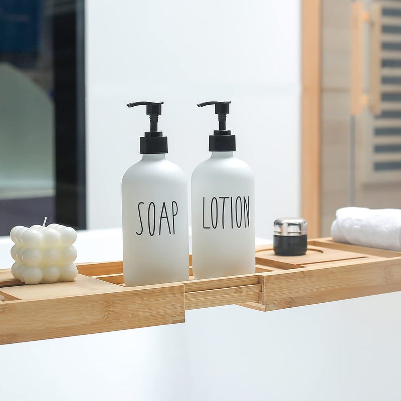 MOMEEMO White Soap Dispenser Bathroom Set  Contains Hand Soap and Lotion Dispenser. Suitable for Farmhouse Decor  Bathroom Accessories Decor. (White) - Image 3