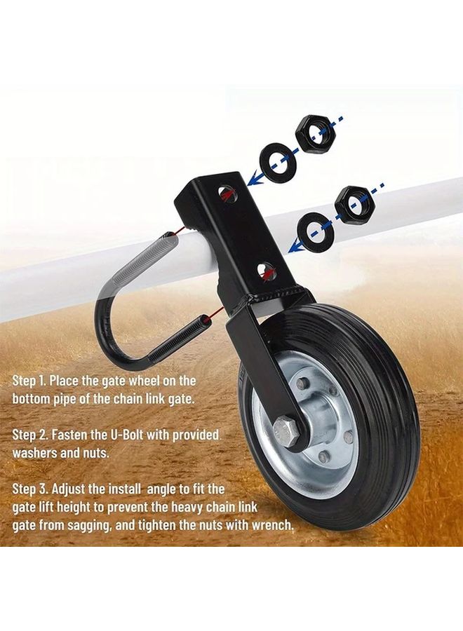 Black Heavy Duty Metal Farm Gate Foot Wheel For Outdoor Door Frame And Fence Gate - Image 3