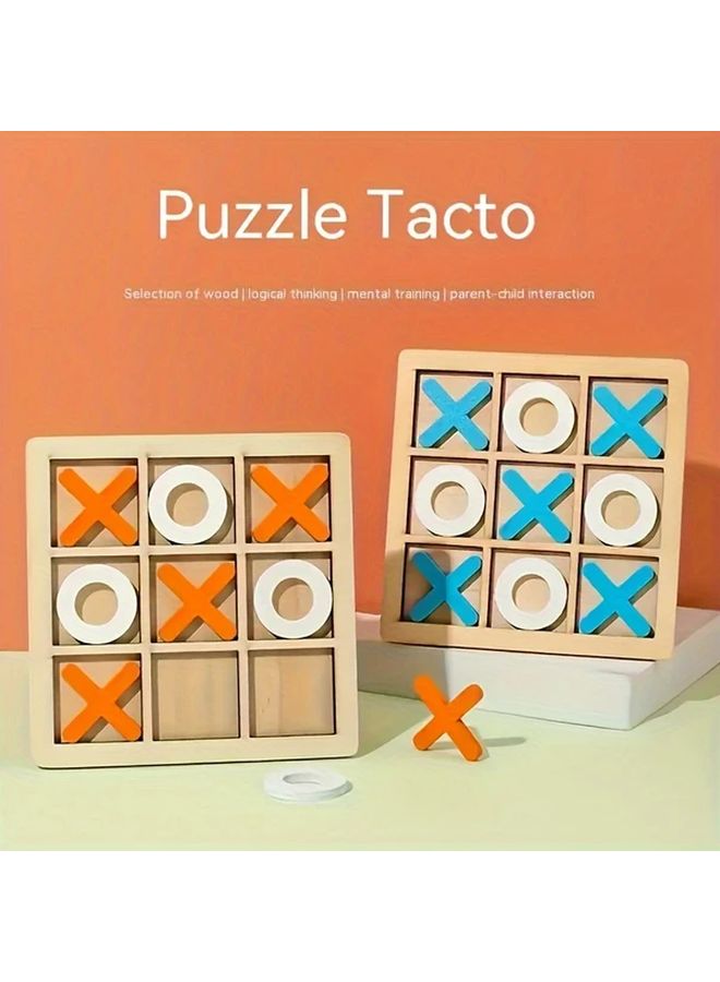 Orange Solid Wood Tic Tac Toe Game Set 10pcs For Family Classic Fun - Image 1