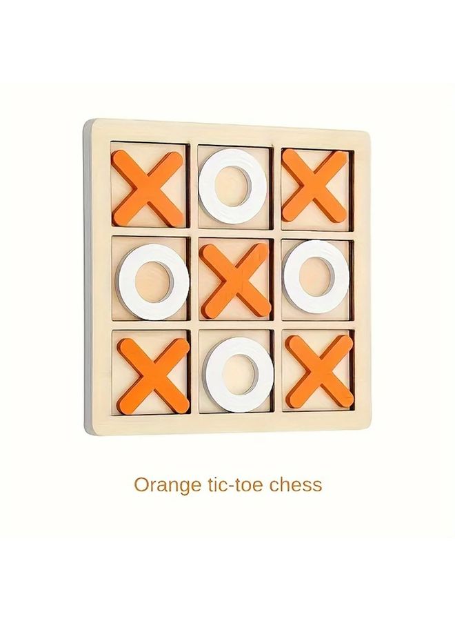 Orange Solid Wood Tic Tac Toe Game Set 10pcs For Family Classic Fun - Image 4
