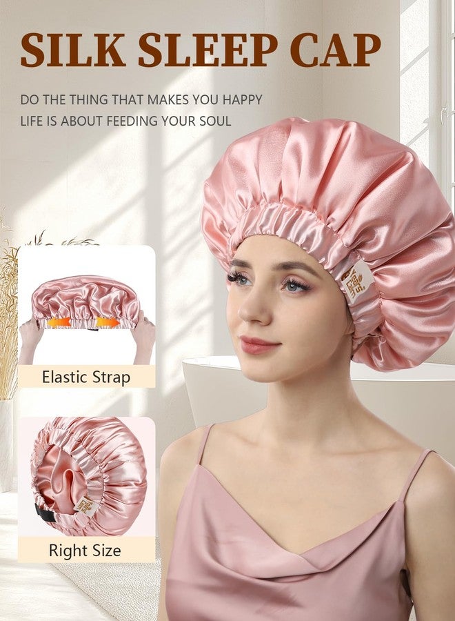 Years Calm Silk Bonnet for Sleeping Women, Double Layer Satin, Ajustable Elasticity Band， Hair Satin Bonnet for Sleeping - Sleep Shower Caps (Light orange, One Size - Image 5