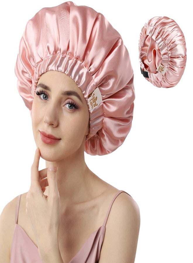 Years Calm Silk Bonnet for Sleeping Women, Double Layer Satin, Ajustable Elasticity Band， Hair Satin Bonnet for Sleeping - Sleep Shower Caps (Light orange, One Size - Image 1