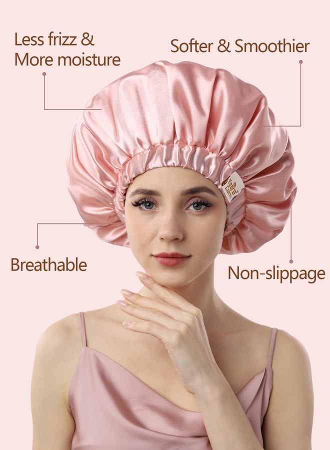 Years Calm Silk Bonnet for Sleeping Women, Double Layer Satin, Ajustable Elasticity Band， Hair Satin Bonnet for Sleeping - Sleep Shower Caps (Light orange, One Size - Image 4