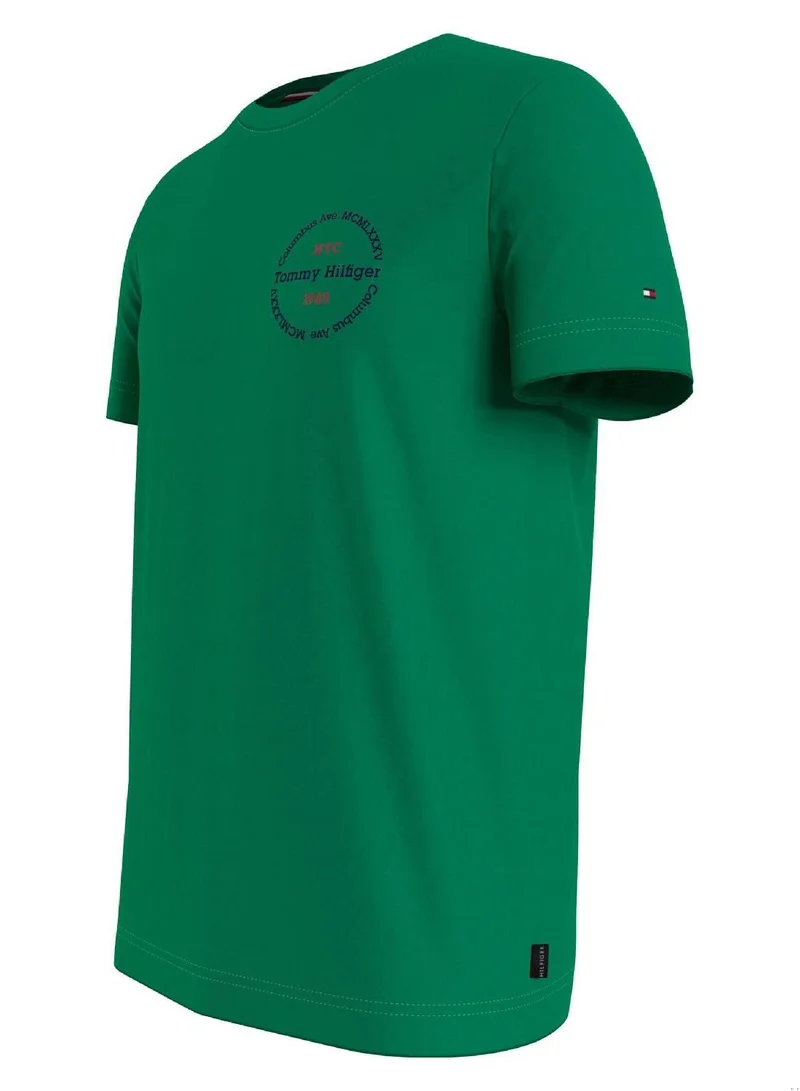 TOMMY HILFIGER Men's Hilfiger Roundel Logo T-Shirt - Cotton, Green