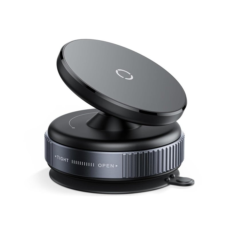 Magnetic Phone Holder with Suction Cup -360° Adjustable Mobile Stand for Car Dashboard, Desk, Shower & Gym Strong Grip Hands-Free Mount Compatible with iPhone & Android Smartphones–Black (MH09)