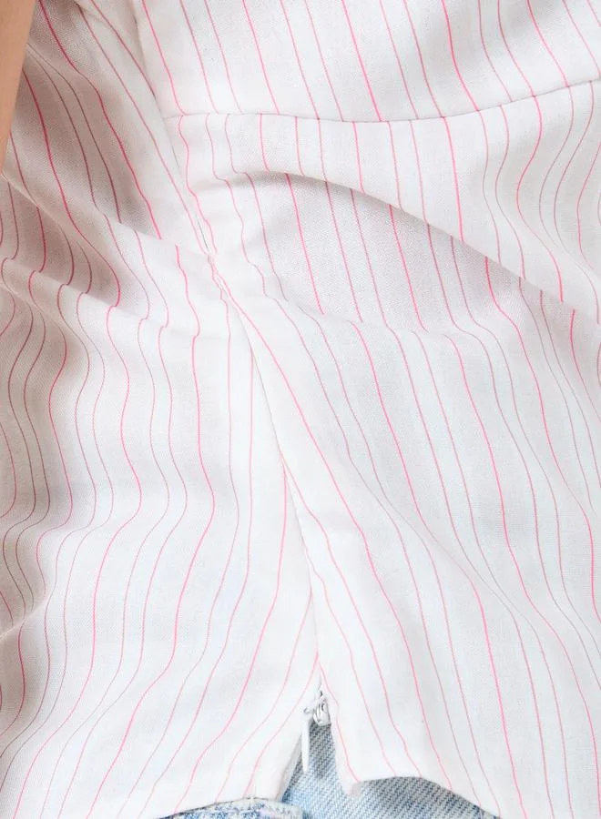 Take Two Take Two Striped Halter Neck Tie Up Detail Top