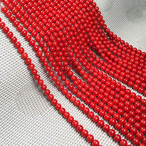 LE SKY Natural Round Coral Loose Beads red Coral Stone Beads 5.2mm 15 inch (2 Strands) for Jewelry Making Necklace Bracelet - Image 1