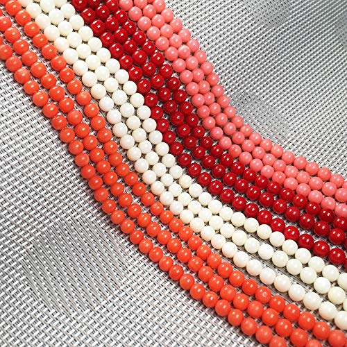 LE SKY Natural Round Coral Loose Beads red Coral Stone Beads 5.2mm 15 inch (2 Strands) for Jewelry Making Necklace Bracelet - Image 4