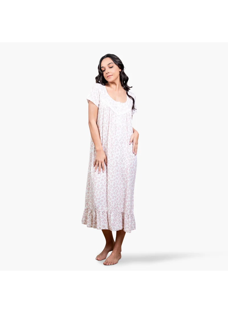 Aadaraya Aadaraya All-Over Animal Print Night Gown