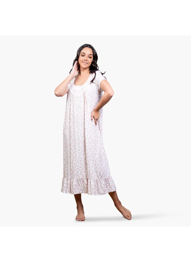 Aadaraya Aadaraya All-Over Animal Print Night Gown
