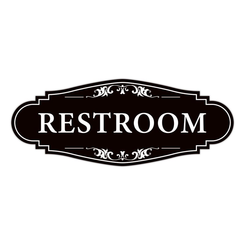 LUHIMO Restroom Sign for Business and Homeï¼ŒSelf-adhesive Unisex Bathroom Sign Stickerï¼ŒWaterproof Vinyl Toilet Decor for Houseï¼ŒOfficeï¼ŒShopï¼ŒDoorï¼ˆBlackï¼‰ - Image 1