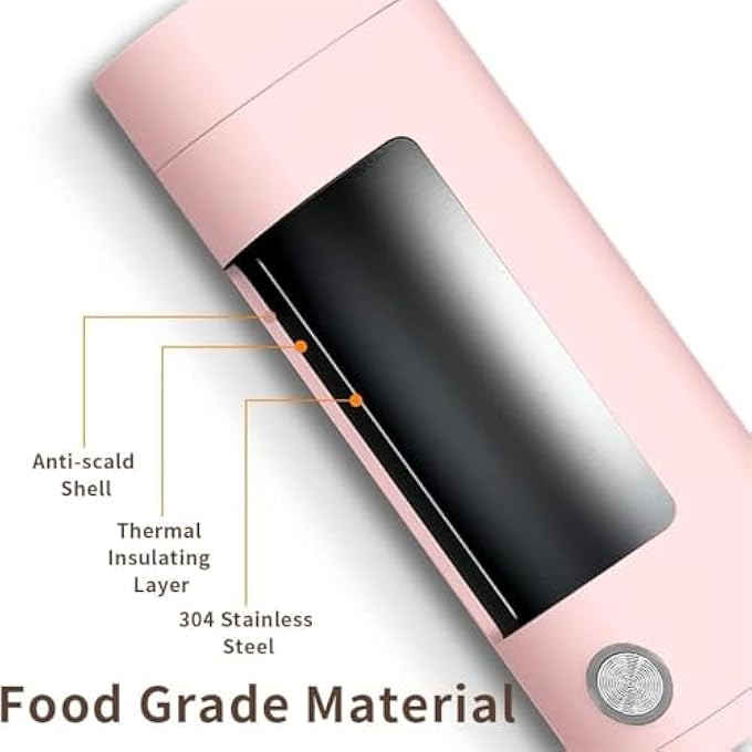 Aputue Portable Electric Kettle 400Ml Travel Water Boiler With NonStick Coating Fast Heating Water Kettle With Auto Shut Off Insulated Thermos Mug For Coffee Tea Home Office Travel Use - Image 3