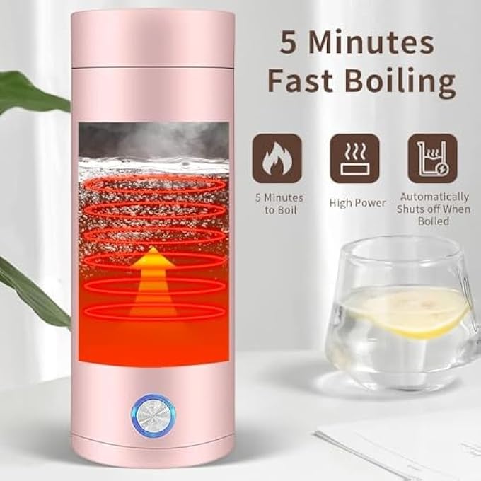 Aputue Portable Electric Kettle 400Ml Travel Water Boiler With NonStick Coating Fast Heating Water Kettle With Auto Shut Off Insulated Thermos Mug For Coffee Tea Home Office Travel Use - Image 4