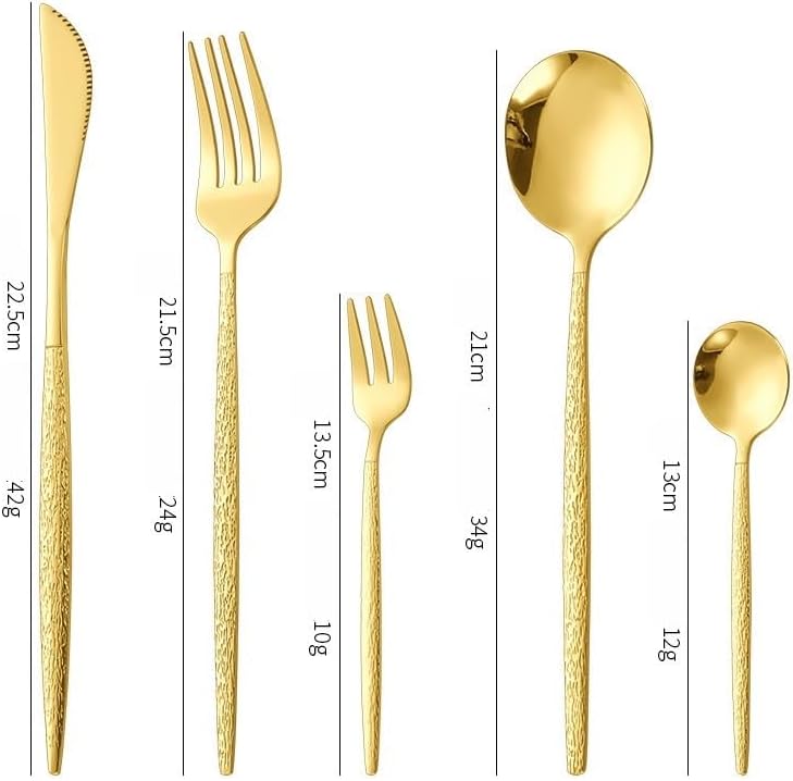 Silverware Set, 5/20/30/40/50/60-Piece Portuguese-Style Stainless Steel Cutlery Set – Hammered Spoons u0026 Forks with Tree Handles, Gift Box(Rainbow,50 Piece set for 10) - Image 2