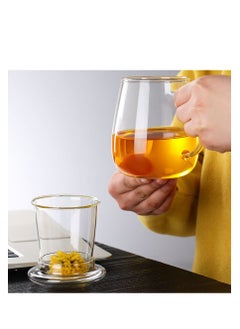 NIBEMINENT 16.9 oz,Glass Tea Infuser Cups with Strainer and Lid,Tea Mugs Lid,Loose Infuser,Hot Diffuser Cup, (glass cover)，Glass  - Image 4