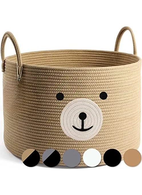 Gleckn Gleckn Large Woven Cotton Rope Storage Basket Laundry Basket For Toys Blanket Clothes Towels Gifts Pet Gift Basket 15 X 15 X 13 Beige  - Image 1