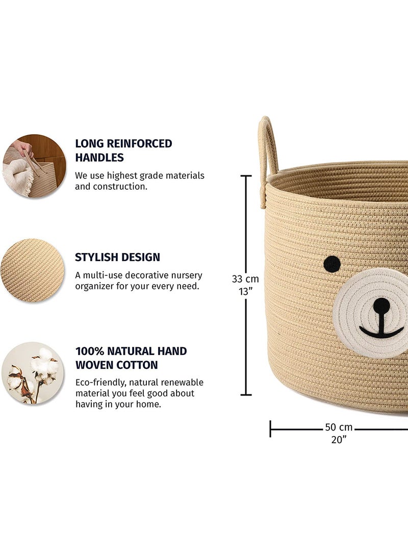 Gleckn Gleckn Large Woven Cotton Rope Storage Basket Laundry Basket For Toys Blanket Clothes Towels Gifts Pet Gift Basket 15 X 15 X 13 Beige  - Image 2