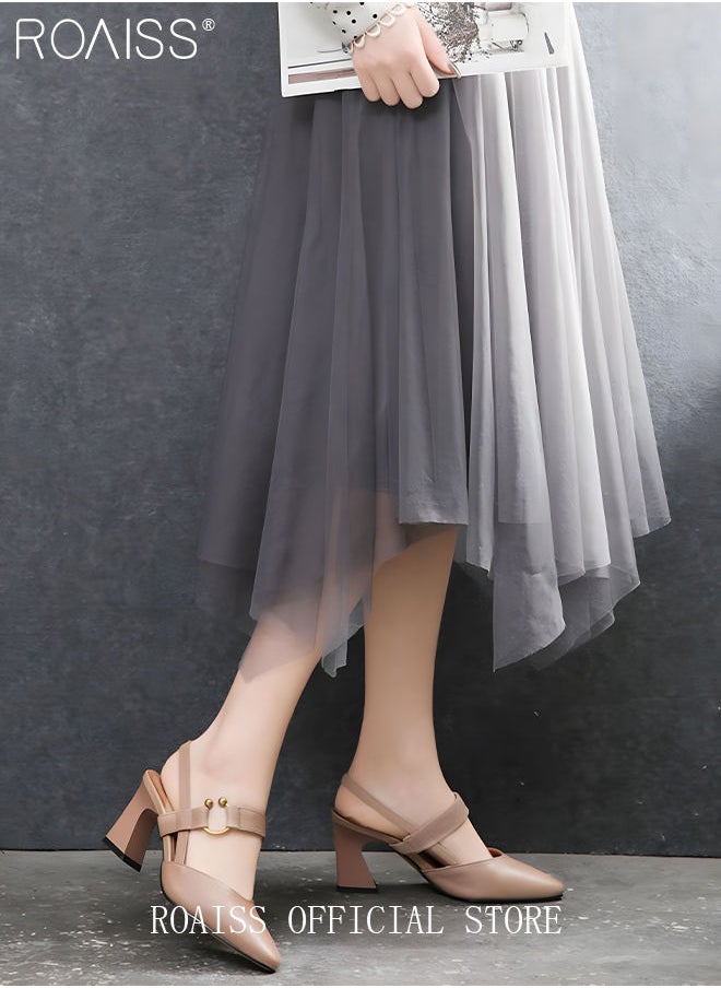 roaiss Fashion Woman Office Lady Shoes Sandals Women's Summer Pointy Chunky Shoes Large Size Sandals  - Image 3