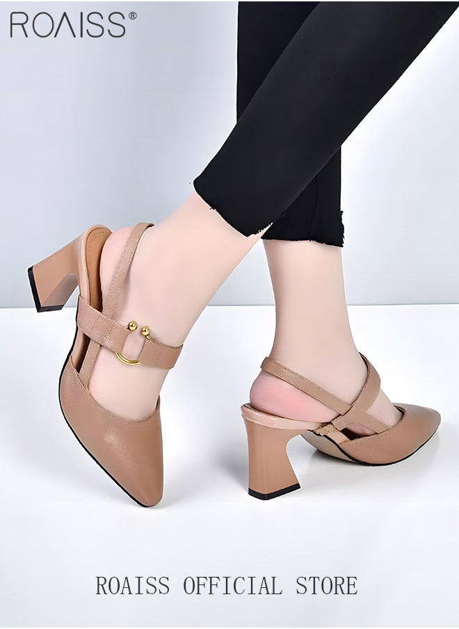 roaiss Fashion Woman Office Lady Shoes Sandals Women's Summer Pointy Chunky Shoes Large Size Sandals  - Image 5