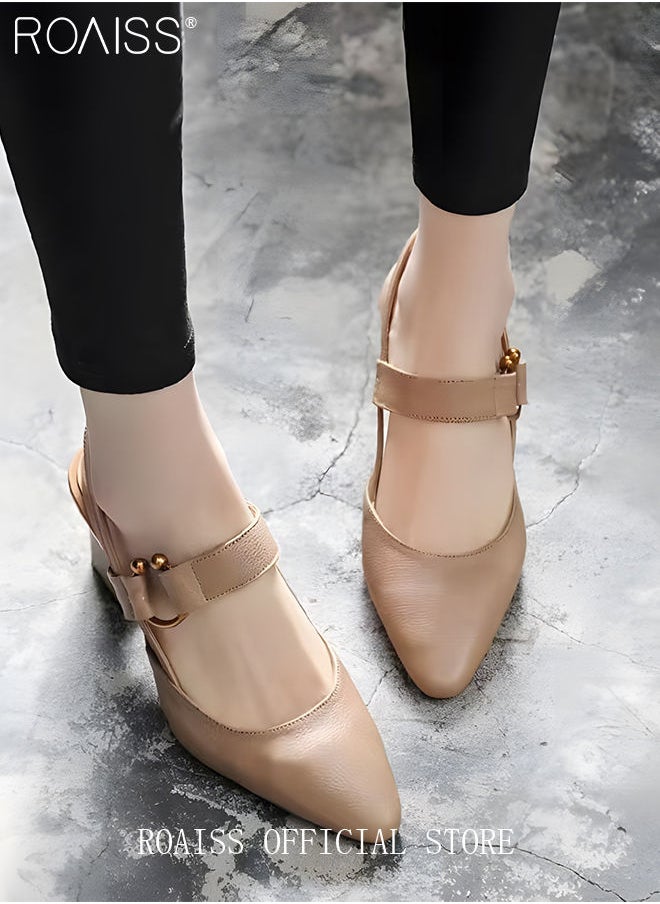 roaiss Fashion Woman Office Lady Shoes Sandals Women's Summer Pointy Chunky Shoes Large Size Sandals  - Image 4