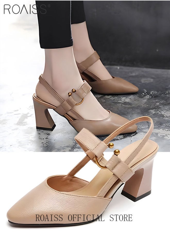 roaiss Fashion Woman Office Lady Shoes Sandals Women's Summer Pointy Chunky Shoes Large Size Sandals  - Image 1