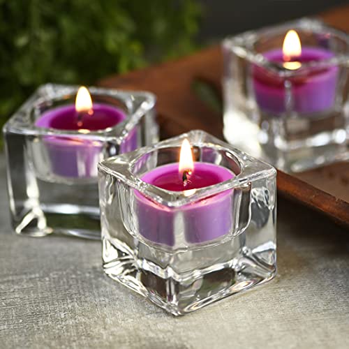 DEYBBY Scented Soy Wax Tealight Candles Bulk, Lavender Aromatherapy Candle for Stress Relief, Clear Cup Long Lasting, for for Relaxation, Spa and Bath|Pack of 12 - Image 4