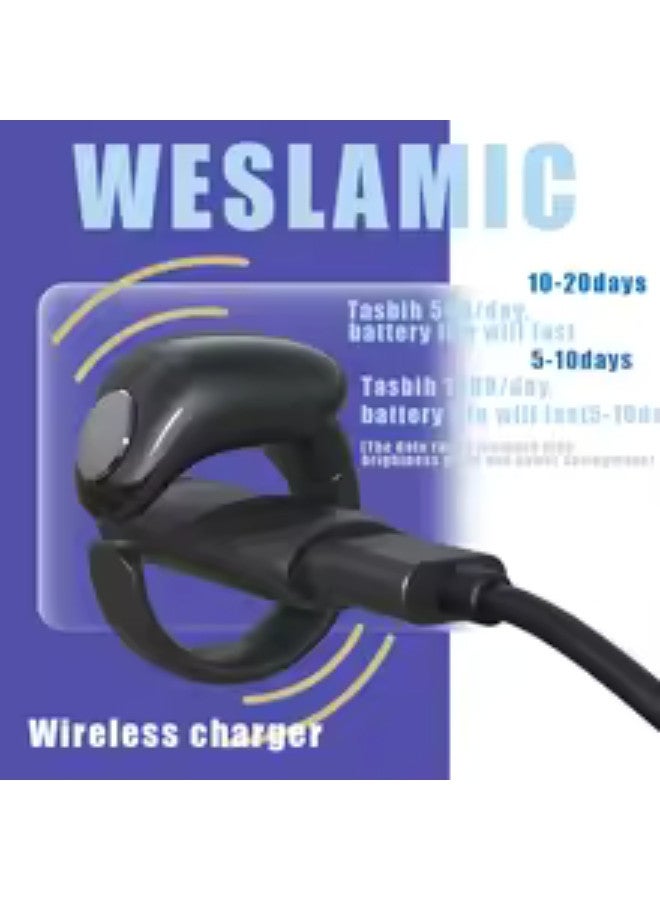 Smart Tasbih Tally Counter for Muslims Zikr Ring Bluetooth Electronic Digital Tasbeeh 2 Size Prayer Time Vibration Reminder - Size 20 and 22 - Black - Image 4