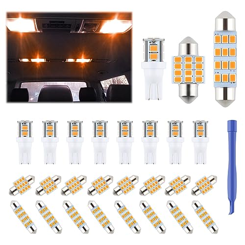 iFunyLED 24 Pieces Dome Light LED Car Interior Bulb Kit Set 194 T10 DE3175 578 31mm 42mm Bulbs Interior Replacement Lights for Car Map License Plate Door Side Marker Cornering Trunk Light - Amber - Image 1