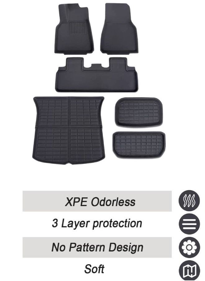 Generic - Floor Mats Full Set For Tesla Model Y Accessories 2024 2023 2022 2021, XPE All Weather For Model Y Floor Mats 2021-2024 Front Rear Trunk Cargo Liner Mat Waterproof Interior Accessories 5 Seater - Image 1