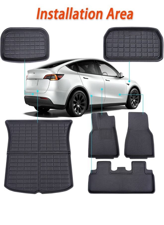 Generic - Floor Mats Full Set For Tesla Model Y Accessories 2024 2023 2022 2021, XPE All Weather For Model Y Floor Mats 2021-2024 Front Rear Trunk Cargo Liner Mat Waterproof Interior Accessories 5 Seater - Image 1