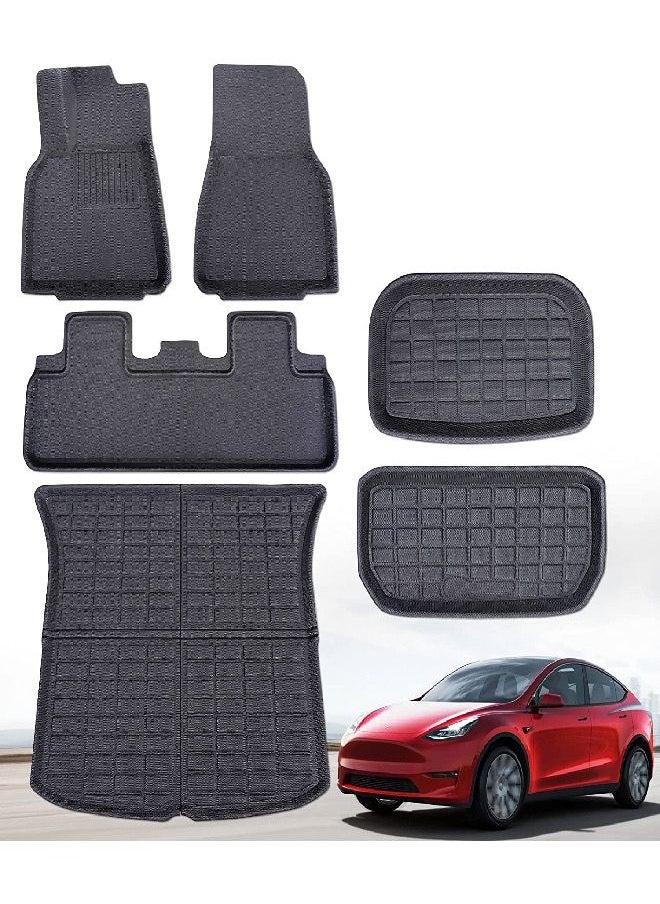 Generic - Floor Mats Full Set For Tesla Model Y Accessories 2024 2023 2022 2021, XPE All Weather For Model Y Floor Mats 2021-2024 Front Rear Trunk Cargo Liner Mat Waterproof Interior Accessories 5 Seater - Image 1