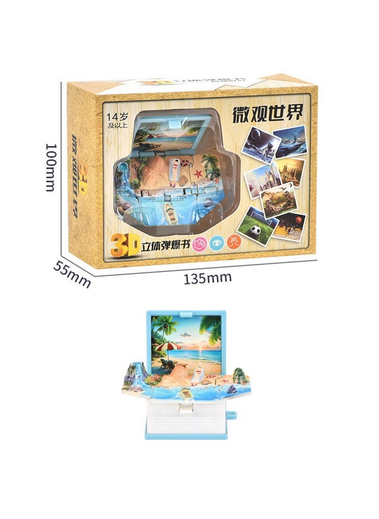 null - new 3D dinosaur pop-up book space folding pop-up book animal keychain educational childrens creative toysBeach pop-up book [color box]] Beach pop-up book [color box]] - Image 1