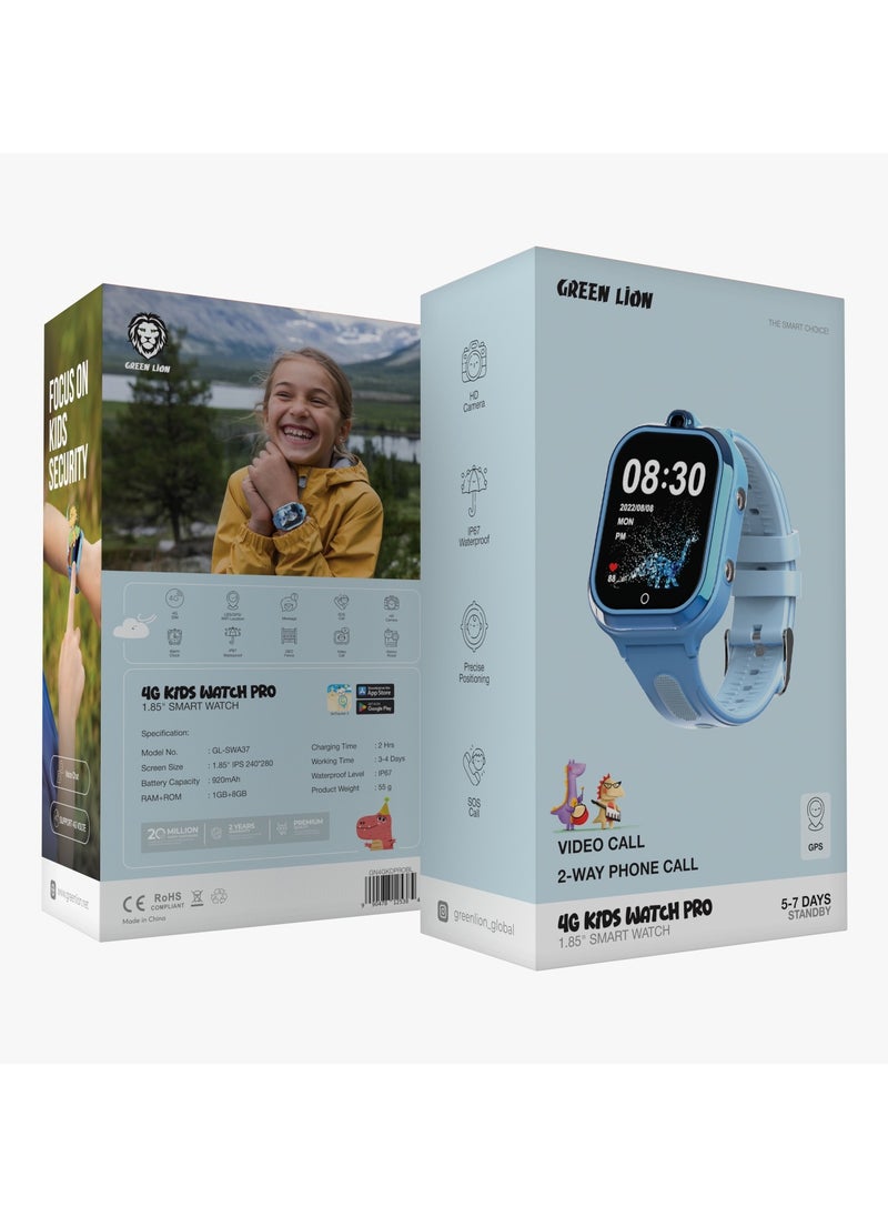 GREEN LION - Smart Watch for Kids Pro 1.85inch IPS 240x280 / Up to 4 Days Working Time / Precise Positioning - Blue - Image 1