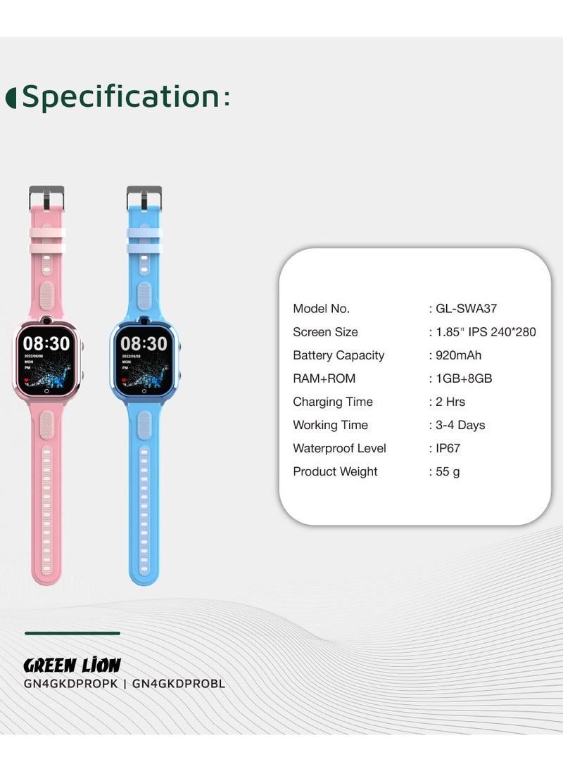 Smart Watch for Kids Pro 1.85inch IPS 240x280 / Up to 4 Days Working Time / Precise Positioning - Blue