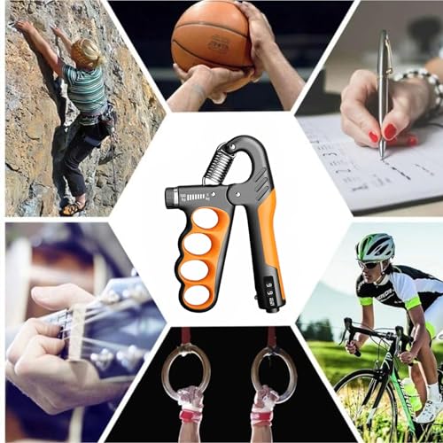 UDKI Xtreme Pro Orange Hand Grip Strengthener 5-100kg with Mechanical Counter & Adjustable Resistance - Finger Grip Shape, Ergonomic, Non-Slip Handle for Hand Strength Building, Ideal for Athletes - Image 5