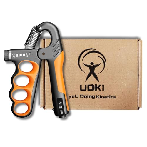 UDKI Xtreme Pro Orange Hand Grip Strengthener 5-100kg with Mechanical Counter & Adjustable Resistance - Finger Grip Shape, Ergonomic, Non-Slip Handle for Hand Strength Building, Ideal for Athletes - Image 1