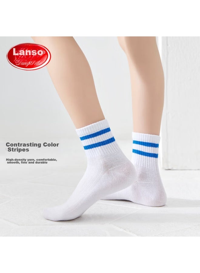 LANG SHA Langsha Children's Socks, Boys' Mid-calf Cotton Socks For All Seasons, Casual Sports Short Socks For School-age Children, 5 Pairs Per Pack - Image 2