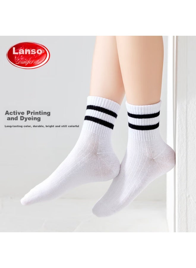LANG SHA Langsha Children's Socks, Boys' Mid-calf Cotton Socks For All Seasons, Casual Sports Short Socks For School-age Children, 5 Pairs Per Pack - Image 3