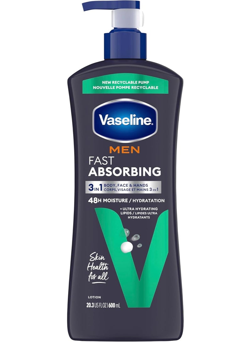Vaseline Men Healing Moisture Body Lotion, Fast Absorbing, 20.3 oz - Image 1
