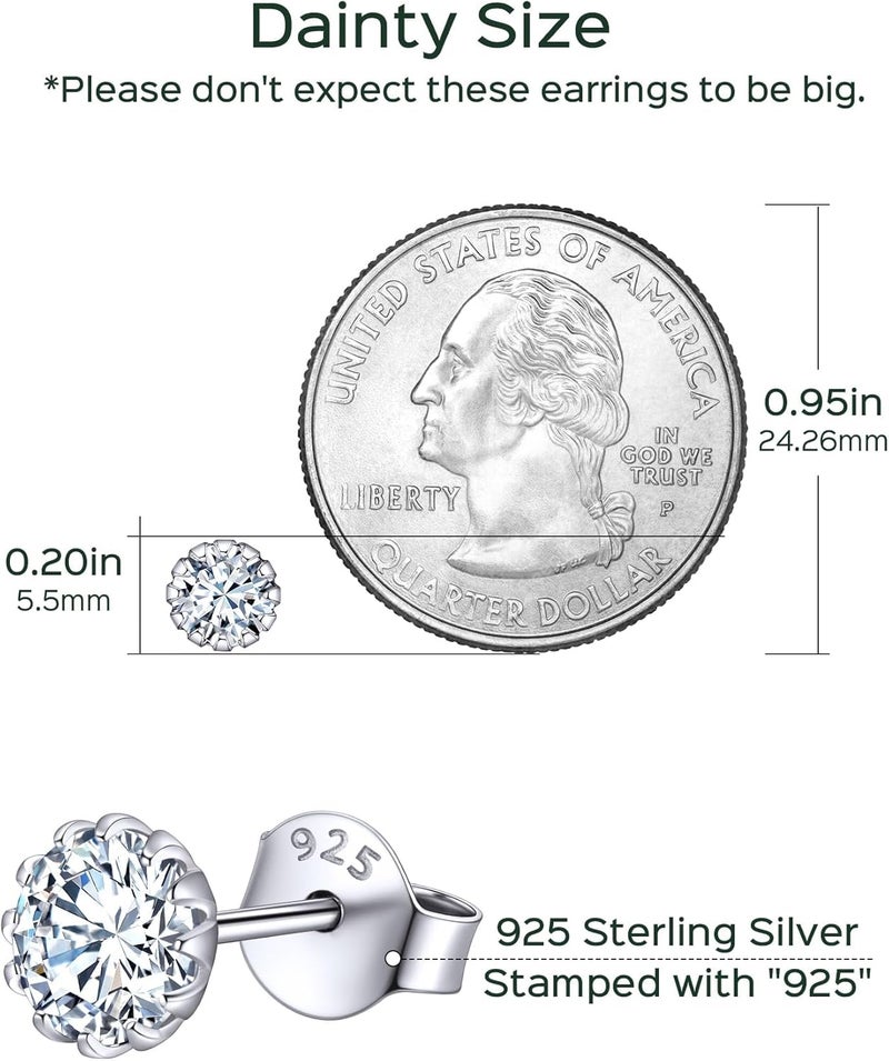 ChicSilver 925 Sterling Silver Earrings Sparkling Heart/Round/Princess Cut Birthstone Earrings for Women Birthday Jewelry with Gift Box - Image 4