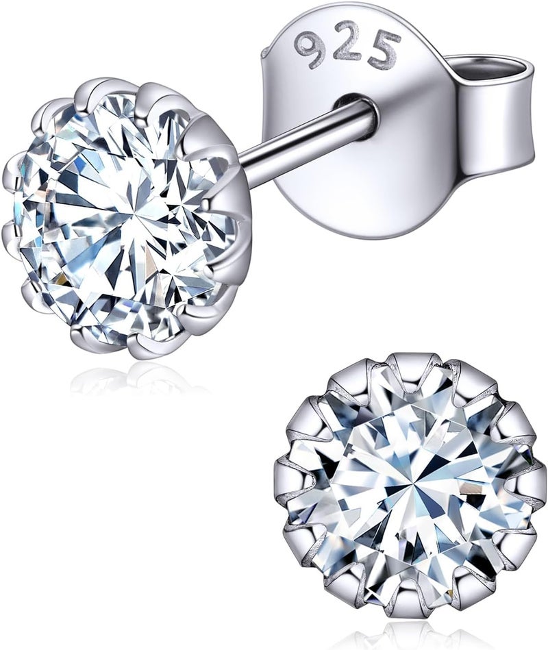 ChicSilver 925 Sterling Silver Earrings Sparkling Heart/Round/Princess Cut Birthstone Earrings for Women Birthday Jewelry with Gift Box - Image 1