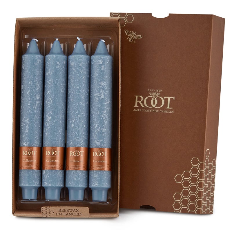 Root Candles Unscented Dinner Candles Premium Beeswax Blend Boxed Candle Set 9Inch Williamsburg Blue 4Count