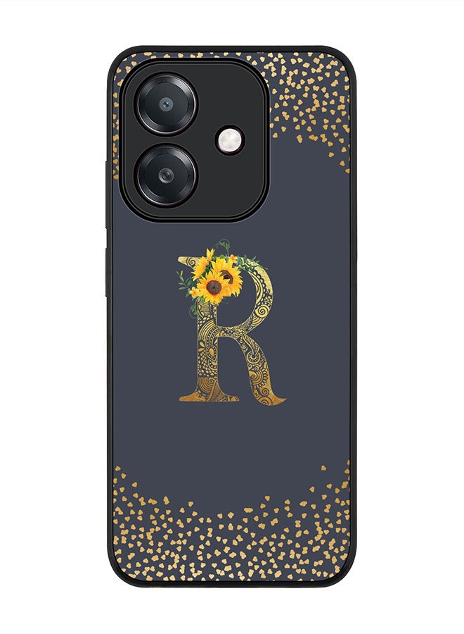 Stylizedd For Oppo A5i Case,Slim fit Camera Protection, Shockproof Thin Phone cover  - Custom Floral Monogram - R  (Grey )