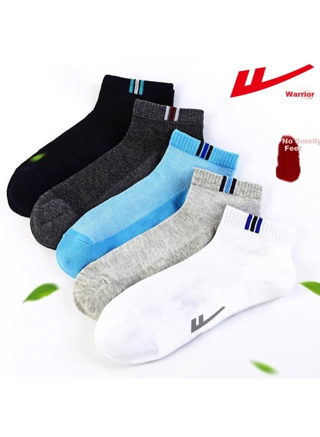 Pull Back Huili Men's Socks, Short Summer Thin Style, 7a Antibacterial Deodorant Sweat-absorbing Cotton Socks, Sports Socks, Men's Boat Socks For Summer, 6 Pairs - Image 5