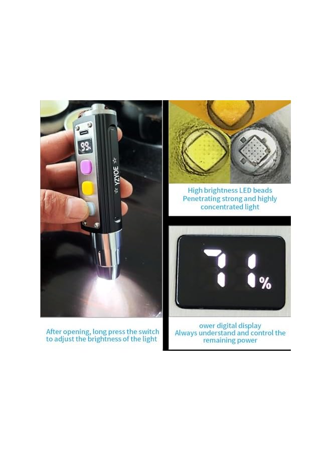 PROMASS promass LED Three Switches Three Light Sources Jade Identification Flashlight, New Multifunctional Gemstone Mineral Detection Light, White Light, Yellow Light, and 365nm Ultraviolet Query Mini Light.  - Image 3