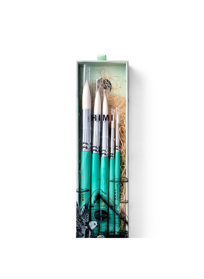 Miya Himi Little Bird Painting Brushes set of 5pcs, Green